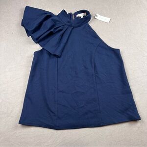 Anthropologie Navy Blue One-Shoulder Top size small